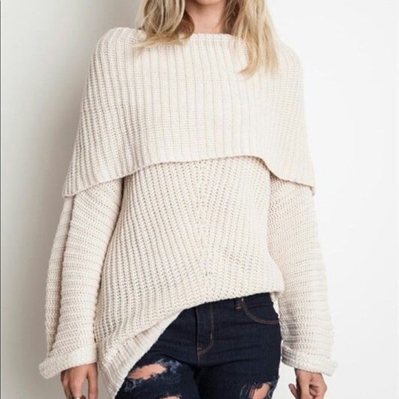 Umgee Sweaters - Umgee Aspen Cozy Fold Over Knit Chunky Sweater Large NWT